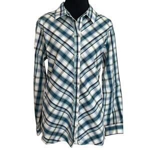 Coldwater Creek Women's Green Plaid Design Button Down Shirt‎ Size 10 Officewear